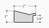 This unique frame with a raw wood face features long edge grain texture and a classic brown wash.  The frame forms a shallow V, with the matte black inner lip sloping out and then rising again (see illustration). The outer drop edge is also matte black.

2 " width: ideal for medium size artwork.  The modern style of this frame makes it a great match to more contemporary paintings and photography.